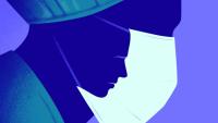 Illustration of a surgeon in scrubs and a surgical mask
